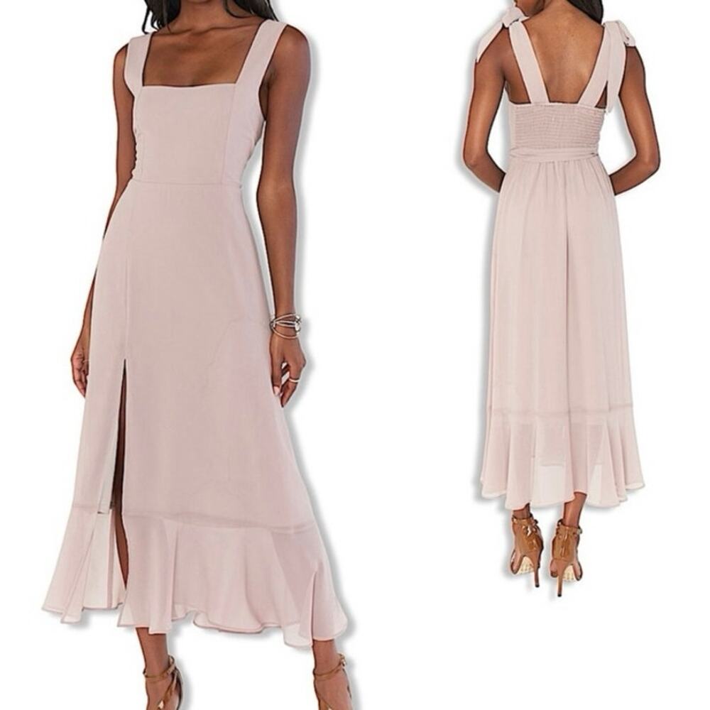 Show Me Your Mumu Claire Midi beige Chiffon Small NWT $188 retail bridal wedding